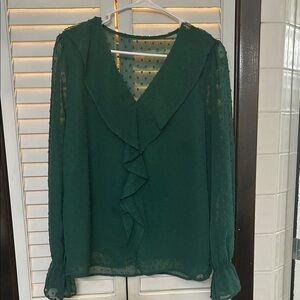 Elegant Green Ruffle Blouse